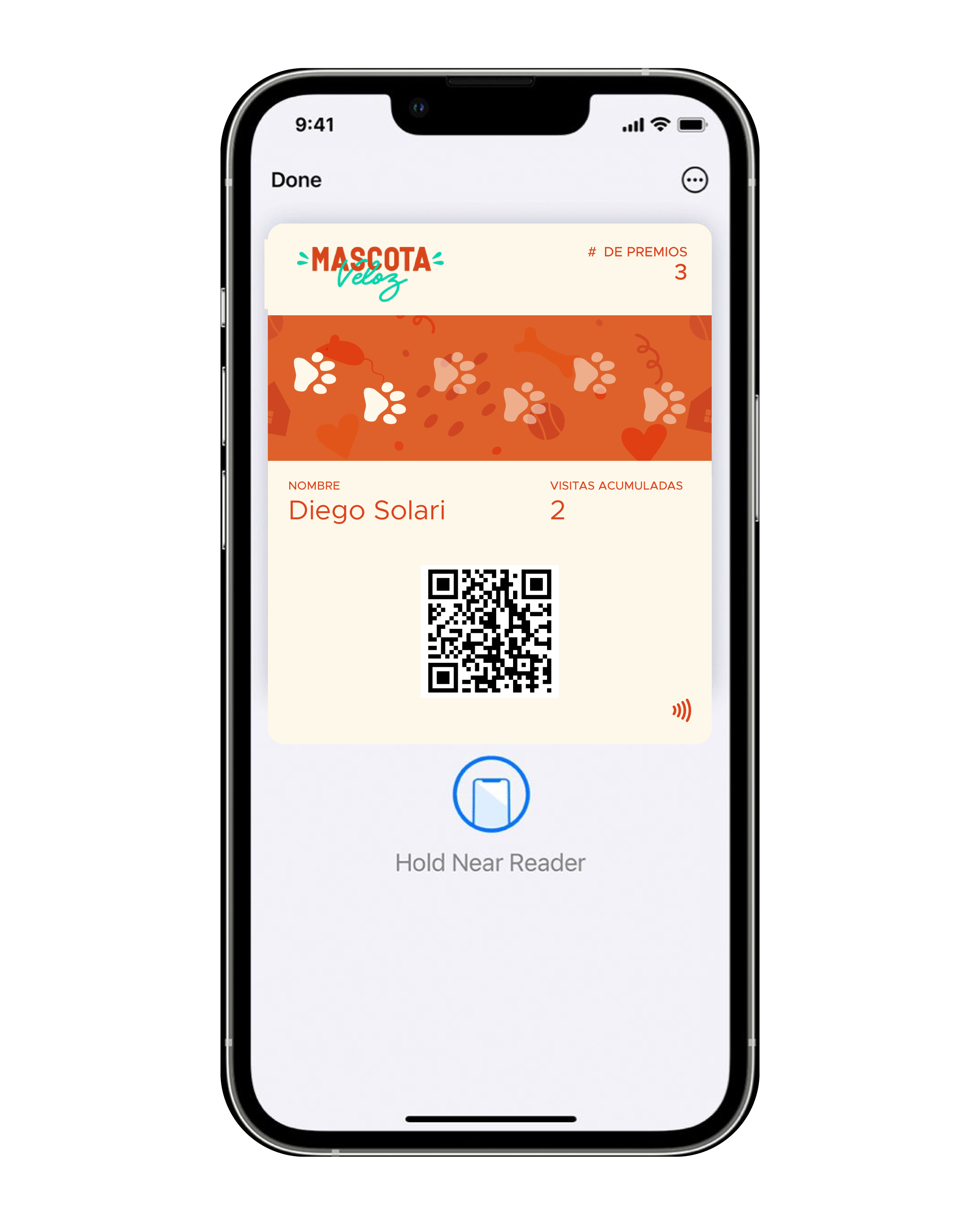 Pase de fidelización Mascota Veloz en Apple Wallet